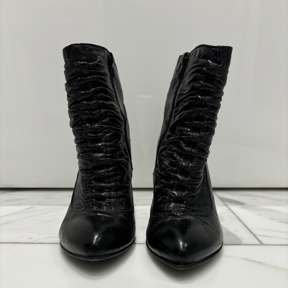 Womens Carlo Pasolini Black Leather Booties Size 36 Made in Italy
